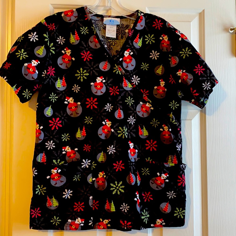Holiday scrub top